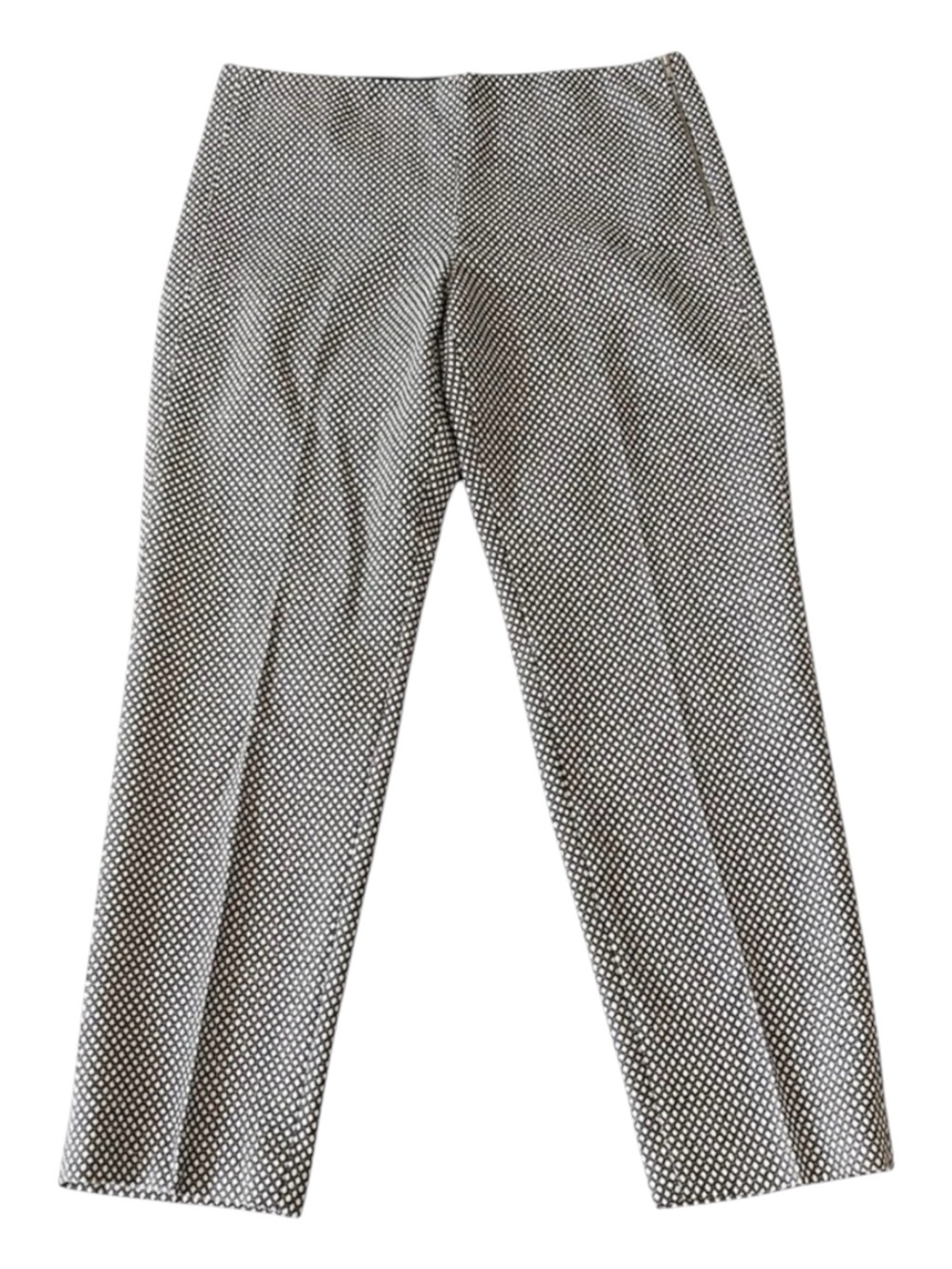 Judith & Charles Black/Cream Pattern Wool Side Zip Ankle Pants (6)